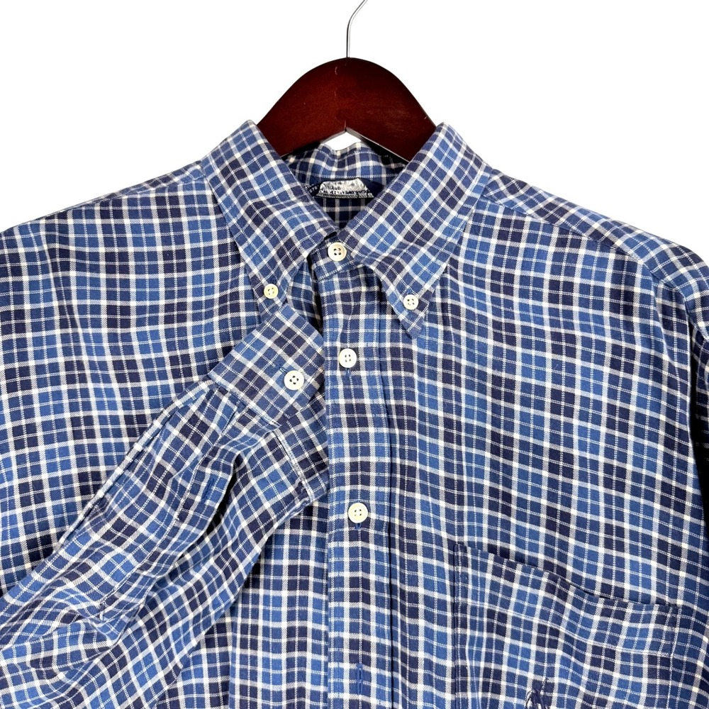 Nautica Mens L G Blue Plaid‎ Button Down Long Sleeve Shirt Casual